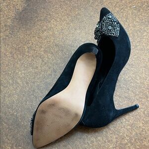 Audrey Brooke Black Heels with Embellished Toe